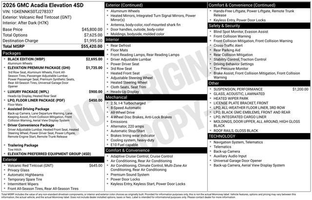 2026 GMC Acadia Elevation