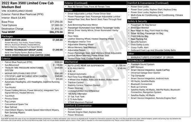 2022 RAM 3500 Limited Crew Cab 4x4 6'4" Box