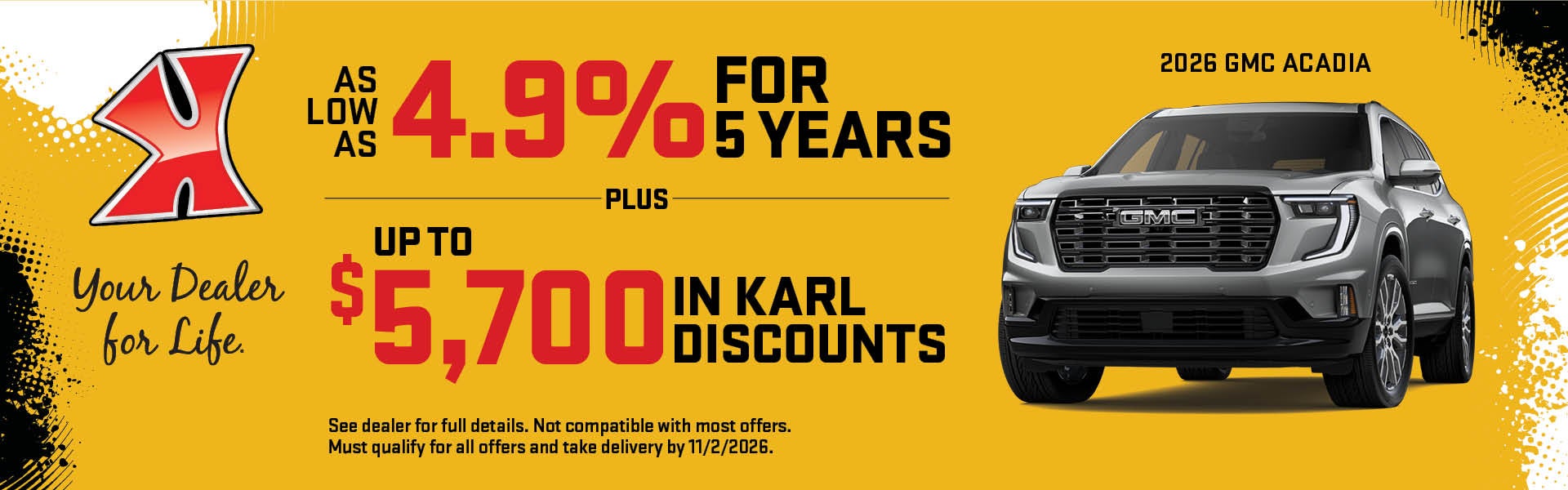 Get up to $5700 in discounts on Acadia at Karl GMC Webster City