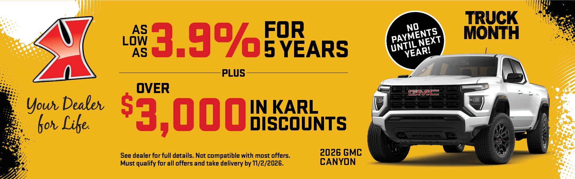 Get over $3000 in discounts on Canyon at Karl GMC Webster City