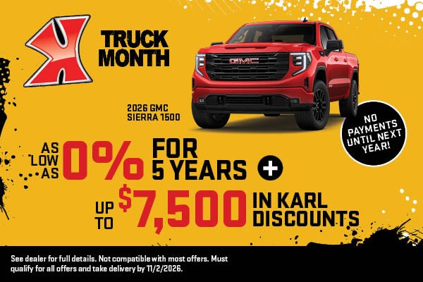 Save up to $7,500 on Sierra 1500 at Karl GMC Webster City